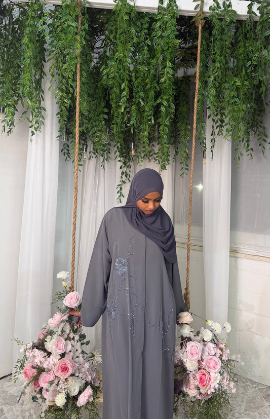 Silver Veil Abaya